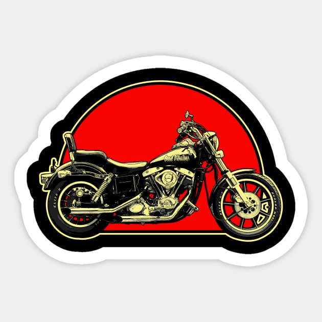 1979 Harley-Davidson FXE Retro Red Circle Motorcycle Sticker by Skye Bahringer